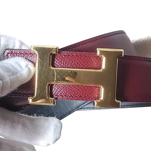 π―AUTH HERMES BORDEAUX REVERSIBLE CONSTANCE H BELT - Picture 9 of 11